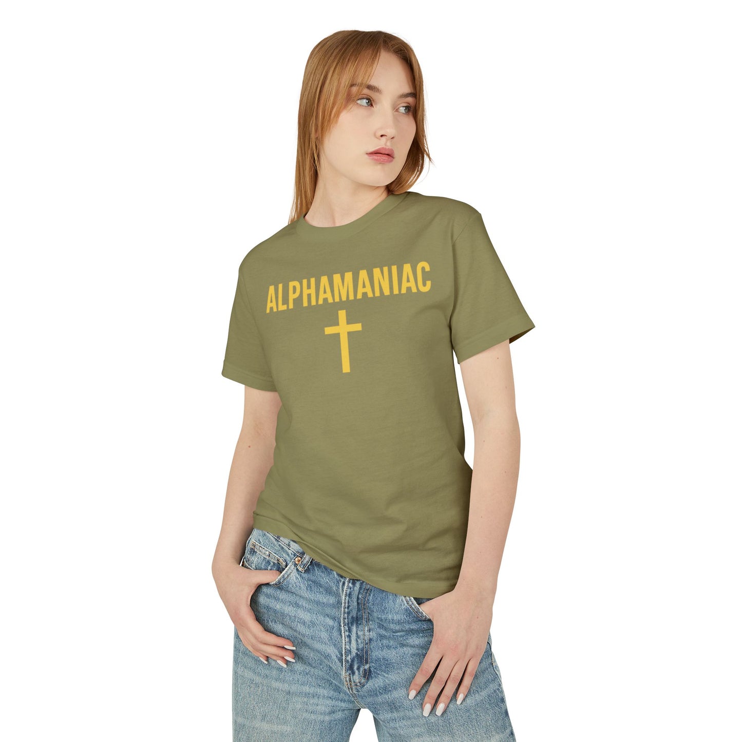 ALPHAMANIAC Unisex Garment-Dyed Heavyweight Tee with Eye Design, Casual Streetwear, Gift for Friends, Unique Graphic Tee, Everyday Comfort