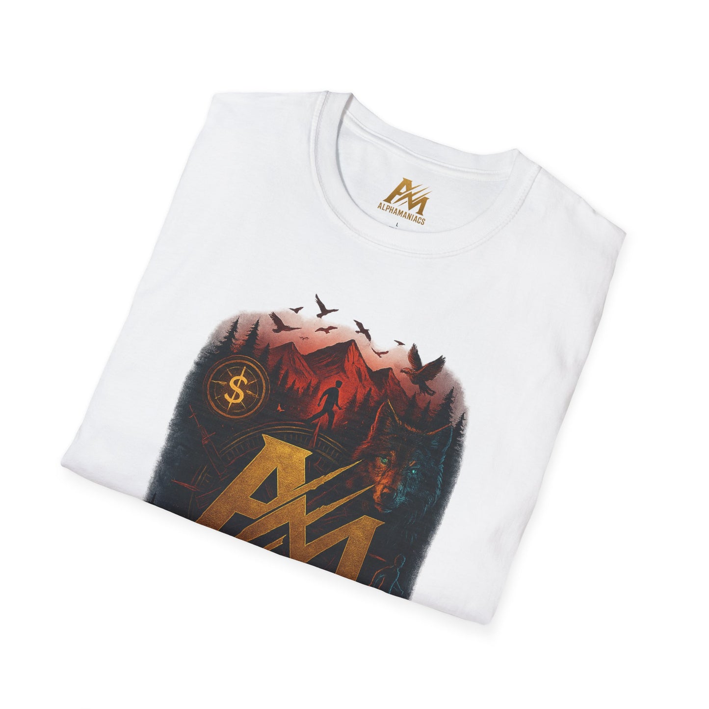 Unisex Softstyle T-Shirt with Bold Alpha Maniacs Graphic | Trendy Casual Tee, Streetwear Fashion, Gift for Him/Her, Summer Style