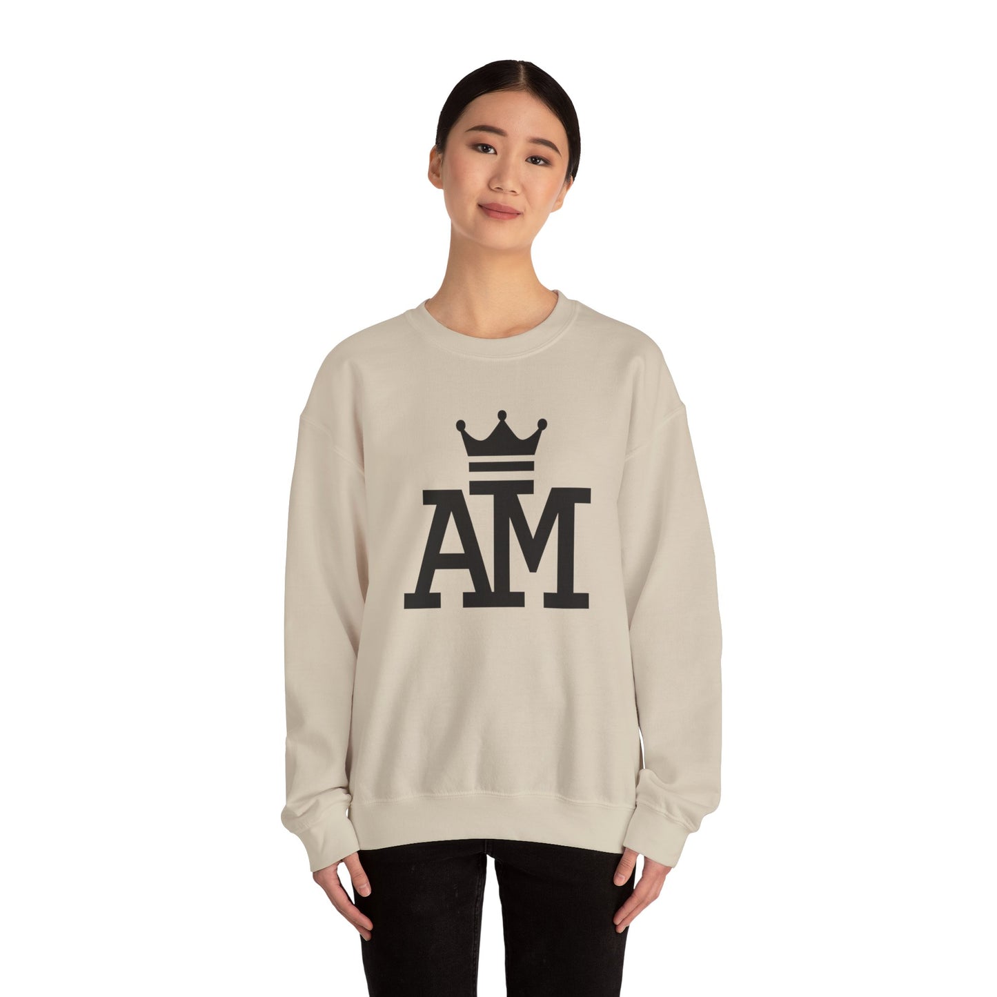 Crown AM Crewneck Sweatshirt | Unisex Apparel, Casual Wear, Gift for Her/Him, Cozy Sweatshirt, Birthday Gift