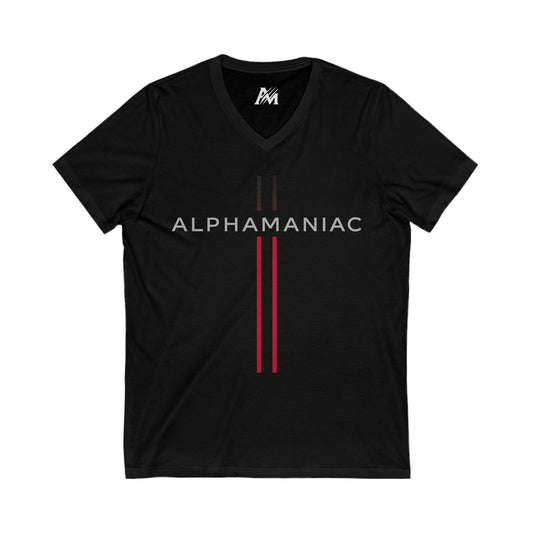 ALPHAMANIAC Unisex V-Neck Tee, Casual Shirt, Everyday Wear, Gift for Him/Her, Motivational Apparel, Fashionable T-Shirt