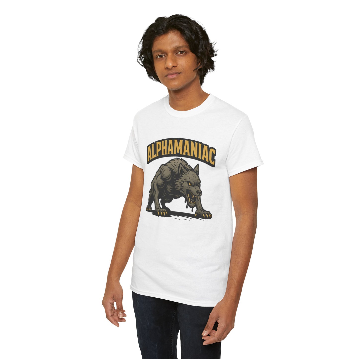Alphamaniac Graphic Tee, Casual Wear, Gift for Wolf Lovers, Unisex Heavy Cotton Shirt, Perfect for Events, Animal T-Shirt