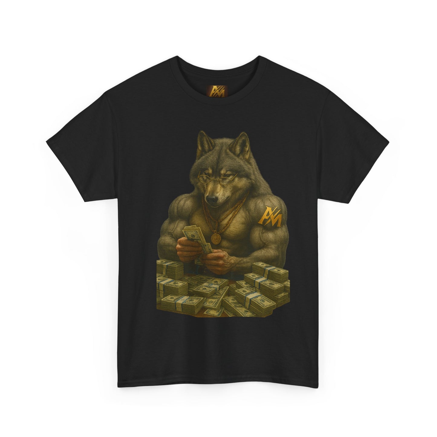 Wolf Muscle Money Tee, Unisex Heavy Cotton T-Shirt, Motivational Shirt, Fitness Apparel, Wolf Lover Gift, Casual Wear