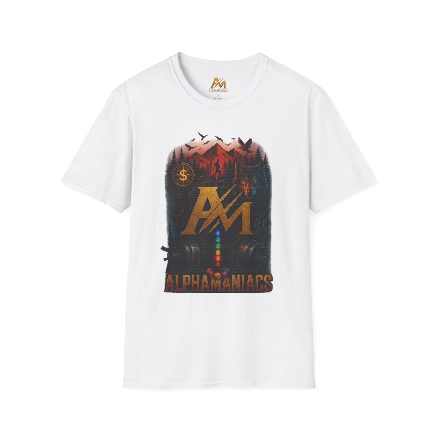 Unisex Softstyle T-Shirt with Bold Alpha Maniacs Graphic | Trendy Casual Tee, Streetwear Fashion, Gift for Him/Her, Summer Style