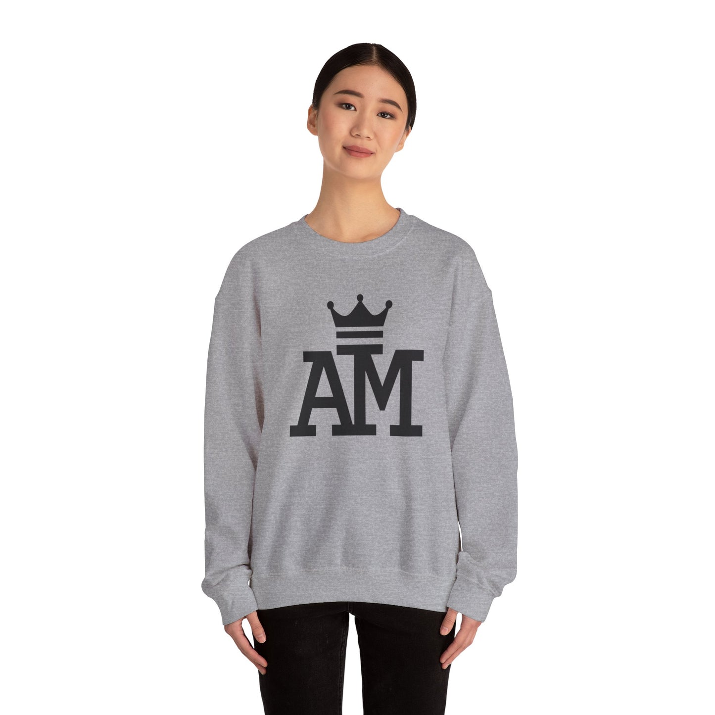 Crown AM Crewneck Sweatshirt | Unisex Apparel, Casual Wear, Gift for Her/Him, Cozy Sweatshirt, Birthday Gift